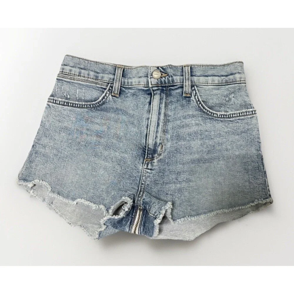 Siwy DEMI HIGH-WAIST BACK ZIP Shortie SHORT FOOL FOR LOSING Light Wash Sz 27 - Picture 5 of 11